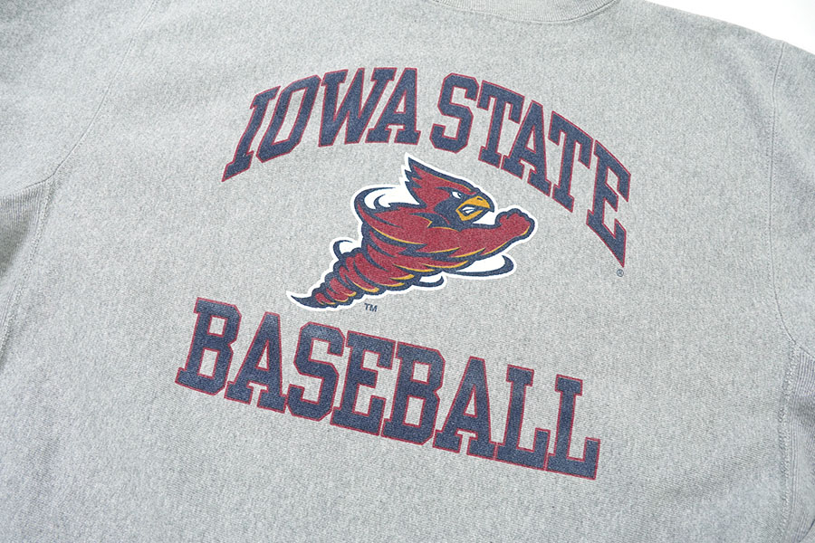 90'S CHAMPION REVERSE WEAVE CREW ''IOWA STATE BASEBALL'' GREY