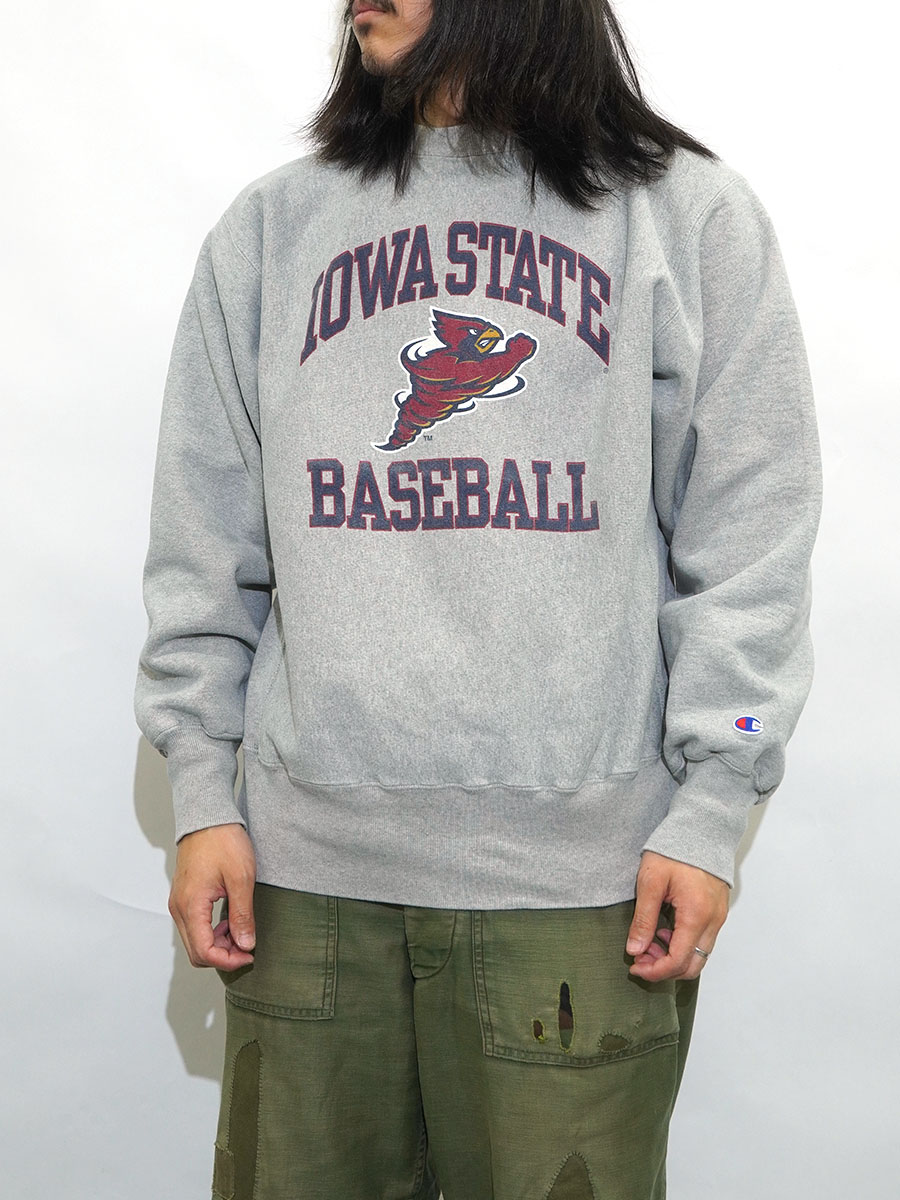 トップス Champion Reverse 90s Weave IOWA STATE L 90'S CHAMPION REVERSE WEAVE CREW ''IOWA STATE BASEBALL'' GREY