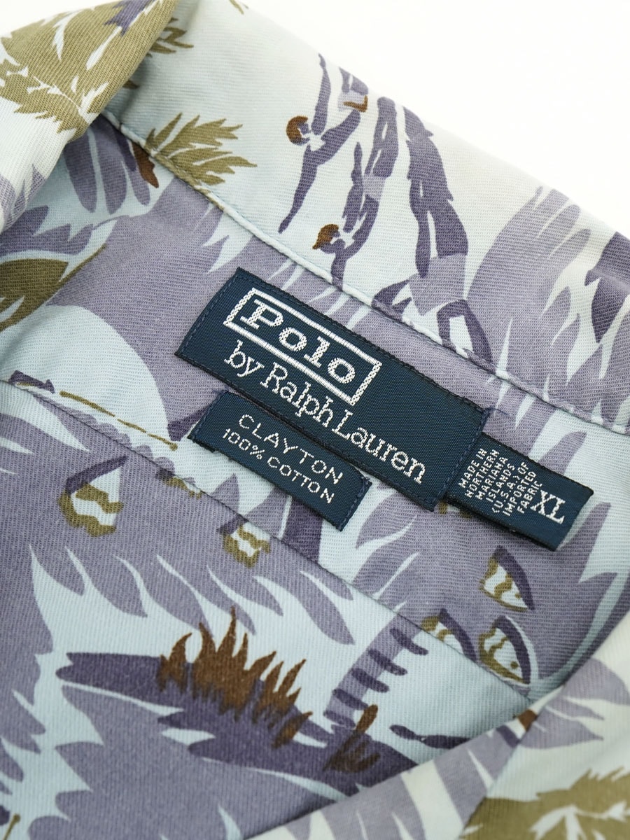 RALPH LAUREN CLAYTON 100%COTTON HAWAIIAN PATTERN S/S SHIRT (SIZE