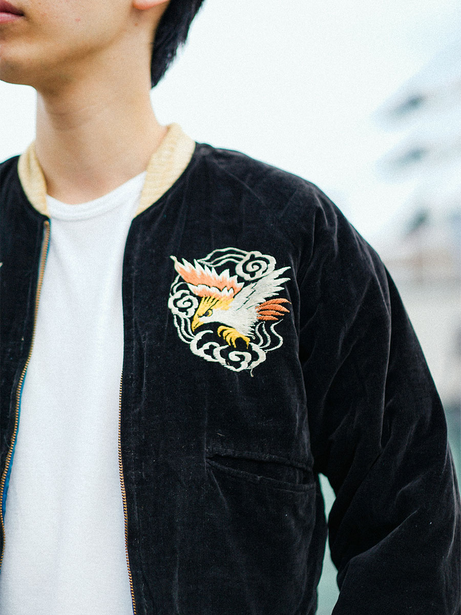 50's ビンテージ ''JAPAN'' スカジャン 黒別珍！ 実寸(M位) | NEW ITEM
