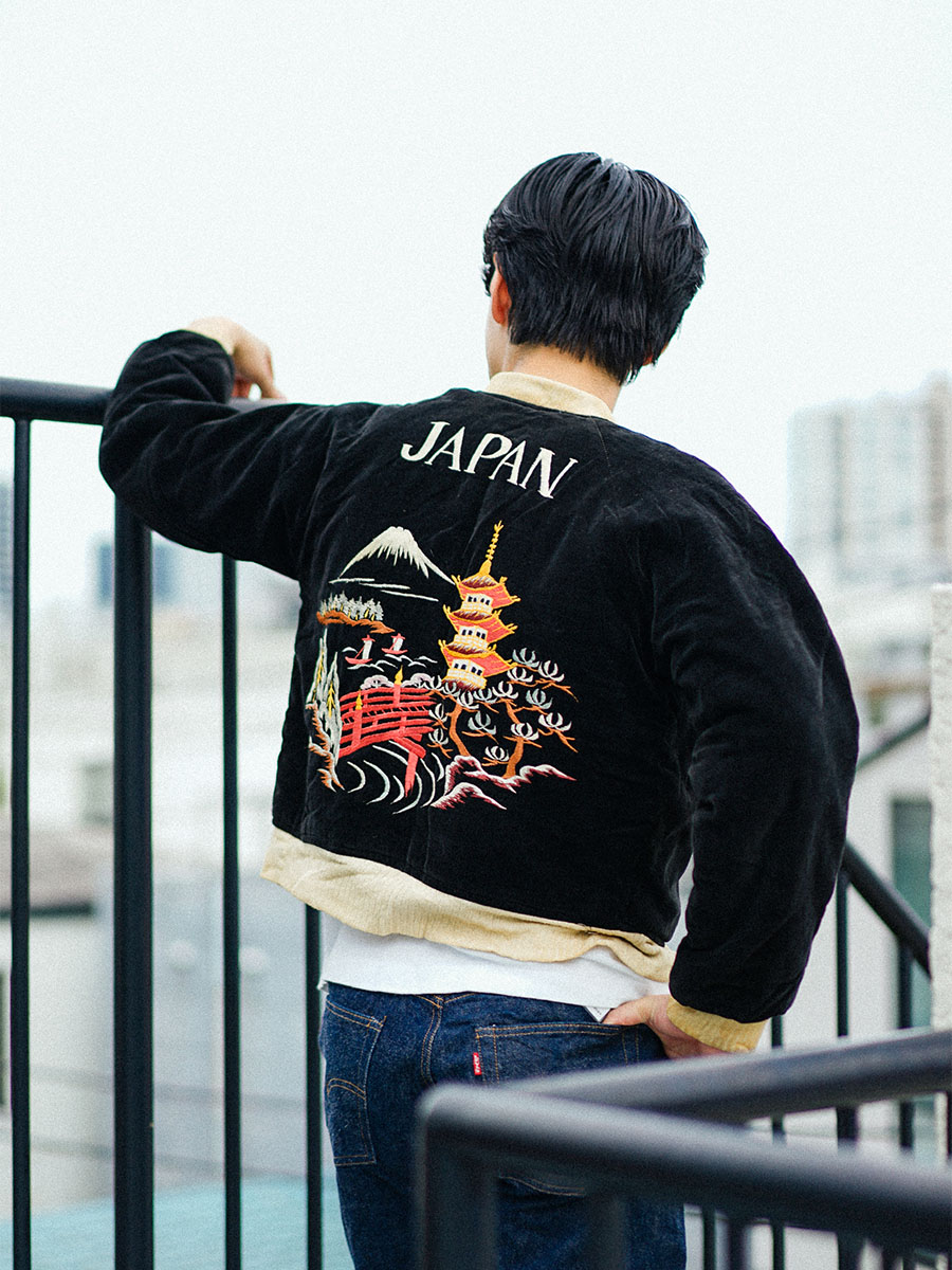 50's ビンテージ ''JAPAN'' スカジャン 黒別珍！ 実寸(M位) | NEW ITEM