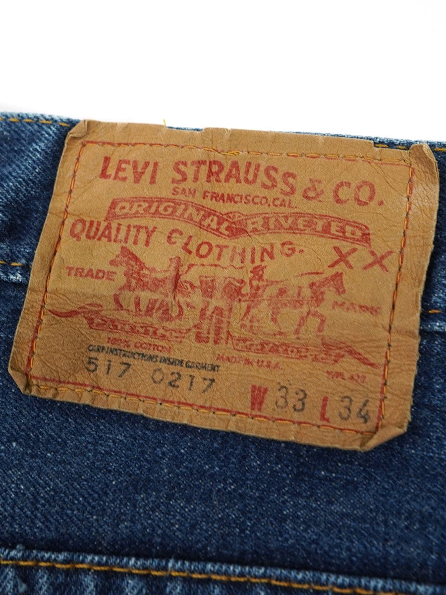 70's Levi's 517 シングル デニムパンツ 濃紺 表記(34x33