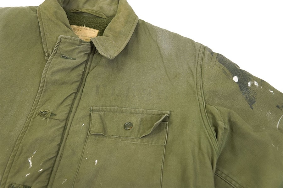 A-2 デッキジャケット 85年製 カーキ ペンキ 72's U.S.NAVY A-2デッキジャケット 表記(MEDIUM) ペンキ