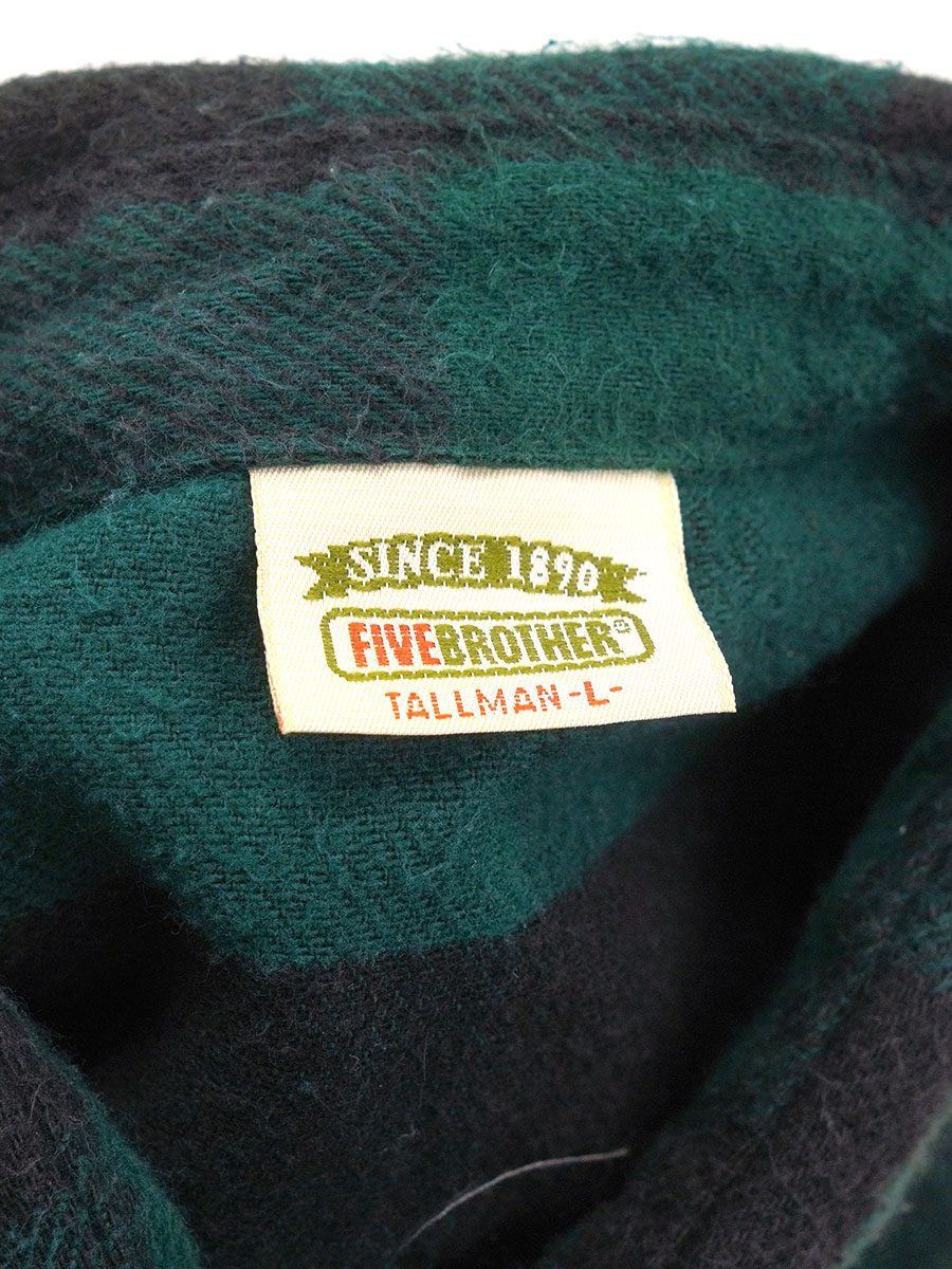 90'S FIVE BROTHER PLAID FLANNEL SHIRT (SIZE.LARGE TALLMAN)