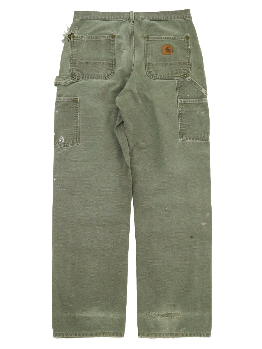 CARHARTT DAMAGE DOUBLE KNEE DUCK PAINTER PANTS OLIVE PAINT (SIZE