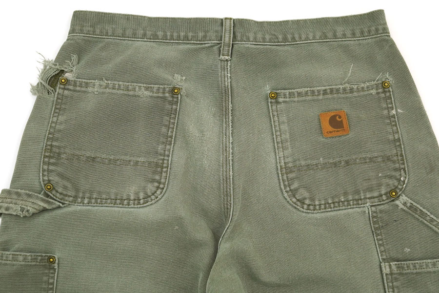 CARHARTT DAMAGE DOUBLE KNEE DUCK PAINTER PANTS OLIVE PAINT (SIZE