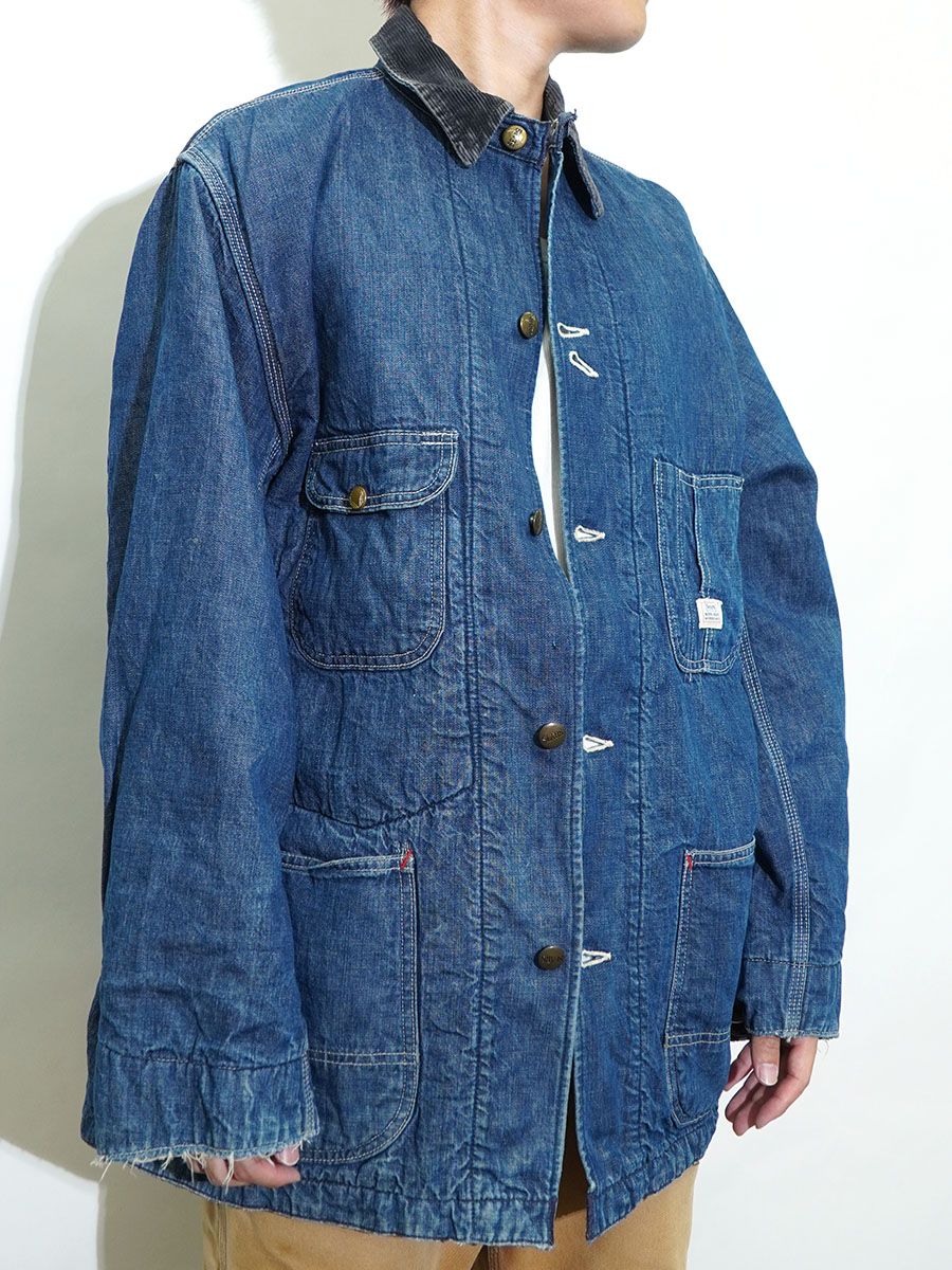 70s Sears カバーオール 襟コーデュロイ ブランケット付 S 60's 70's Sears シアーズ デニムカバーオール ワークジャケット