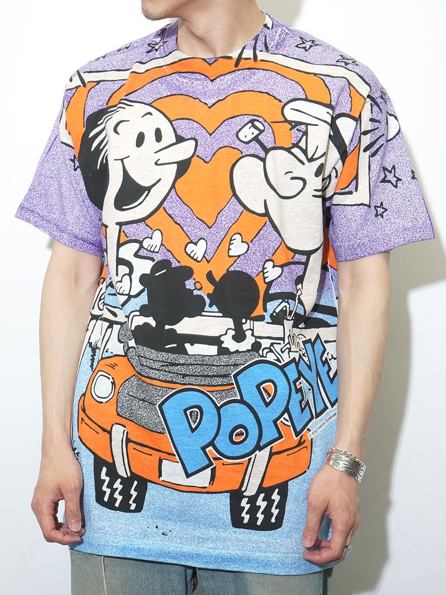 90's FRUIT OF THE LOOM ''POPEYE'' オールオーバープリントTシャツ