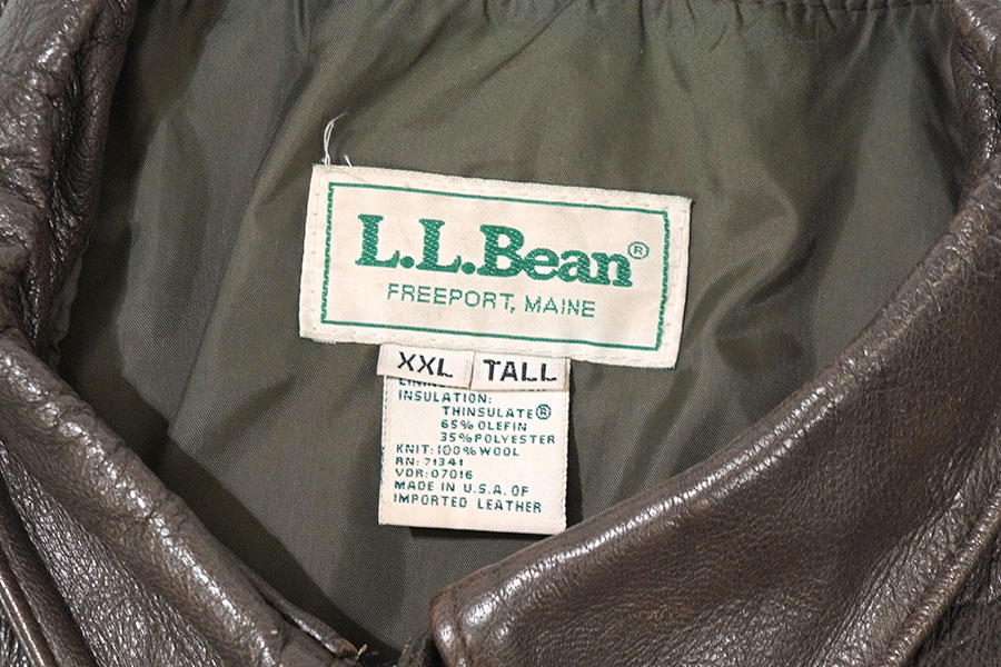 80'S L.L.BEAN A-2 LEATHER FLIGHT JACKET (SIZE.XX LARGE TALL) MADE IN USA