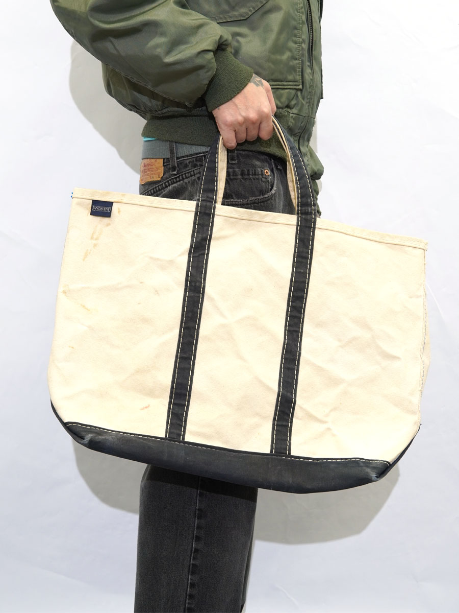 80's LANDS' END キャンバストートバッグ 生成り×ネイビー | NEW ITEM