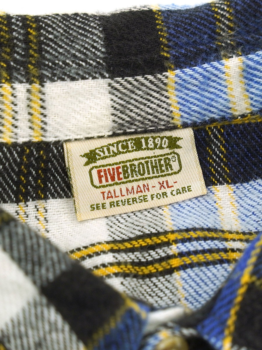 90'S FIVE BROTHER PLAID FLANNEL SHIRT (SIZE.X LARGE TALLMAN) 