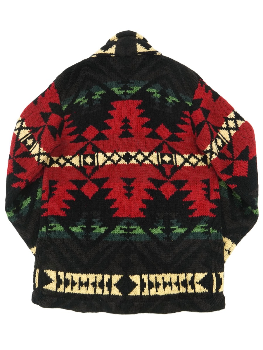 ラルフローレン 100%ウール ハンドニットガウン ネイティブ柄 表記(M