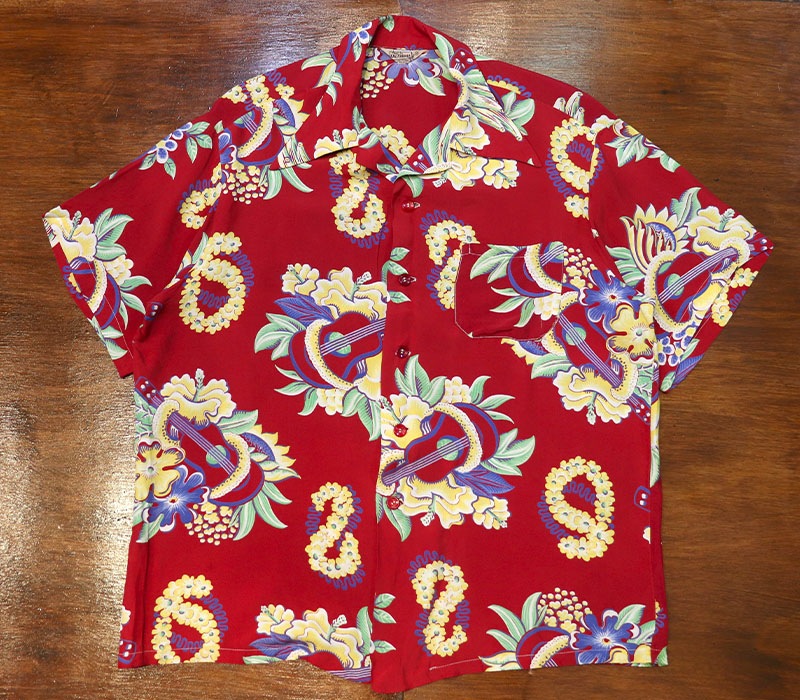 1940s HAWAIIAN SHIRT , MENU , Size M