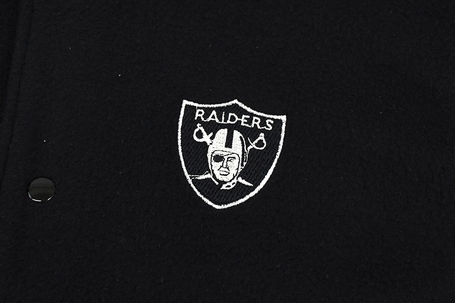 90's STARTER ''RAIDERS'' フリーススタジャン ブラック 表記(M