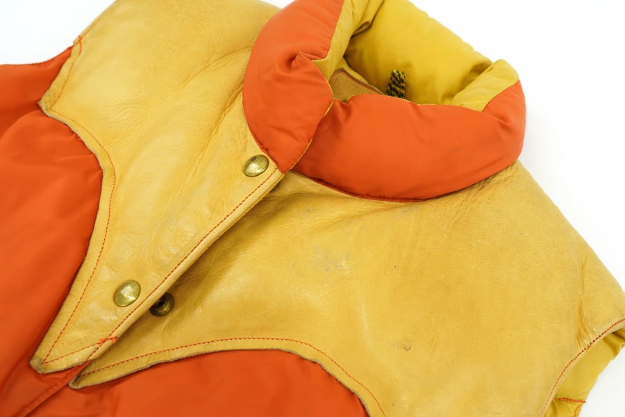 [美品]レザーヨーク ダウンベスト オレンジ 70's Rocky Mountain レザーヨーク ダウンベスト オレンジ×裏
