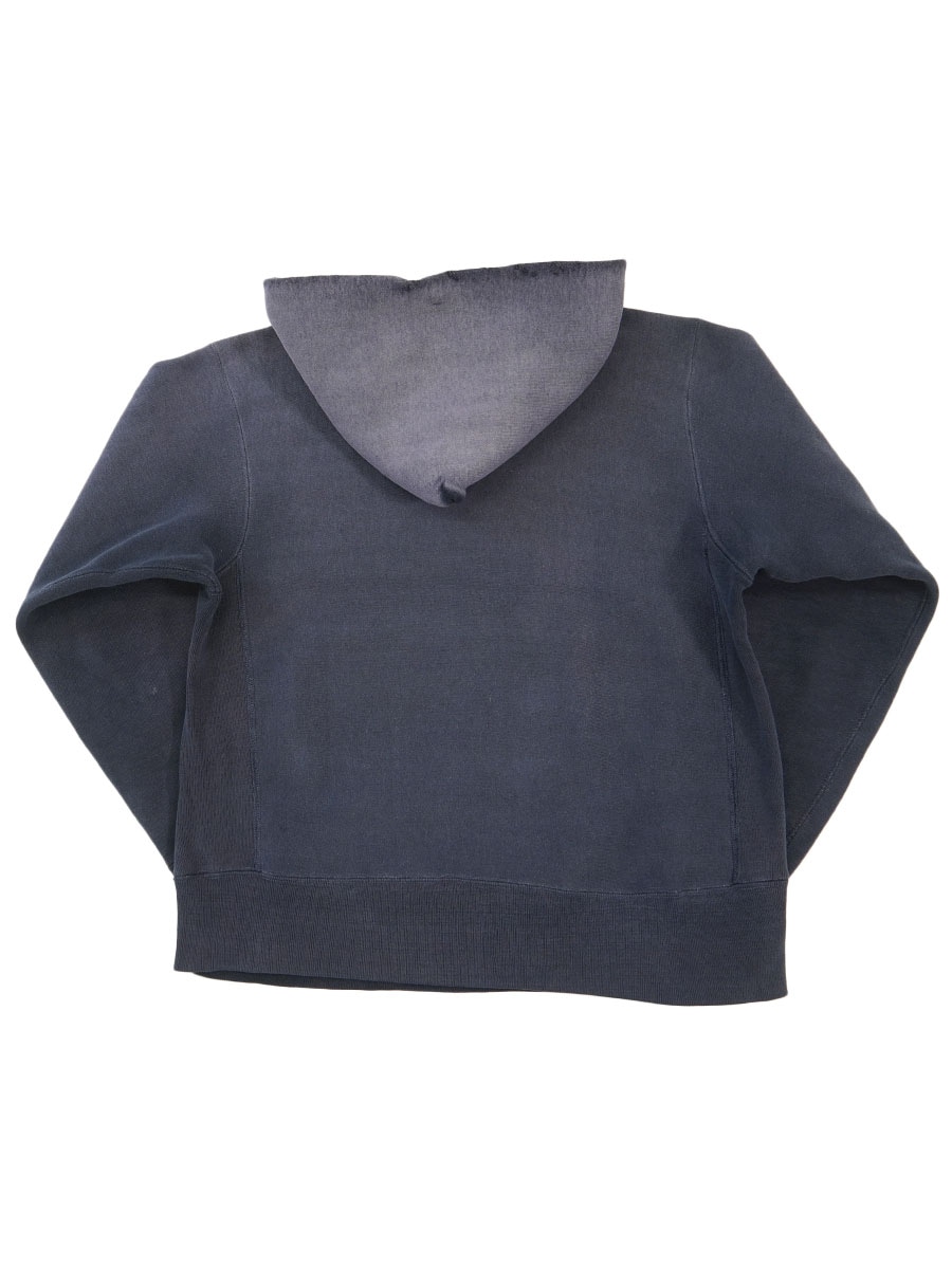 60's～ タタキタグ チャンピオンRWパーカ ''BEN DAVIS ATH. DEPT.'' 3段プリント ナス紺 表記(M)