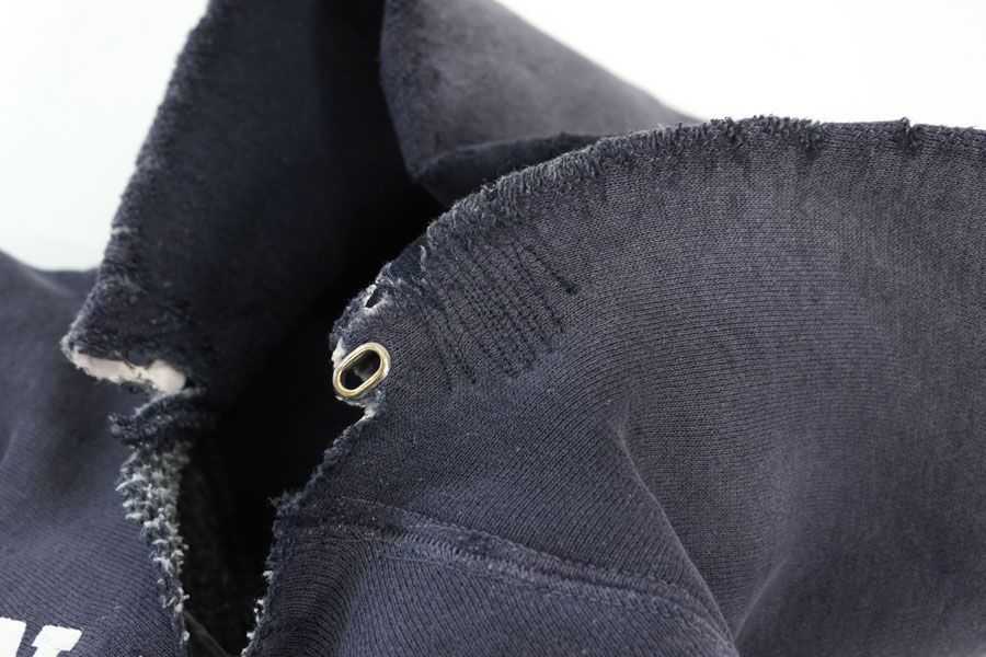 60's～ タタキタグ チャンピオンRWパーカ ''BEN DAVIS ATH. DEPT.'' 3段プリント ナス紺 表記(M)