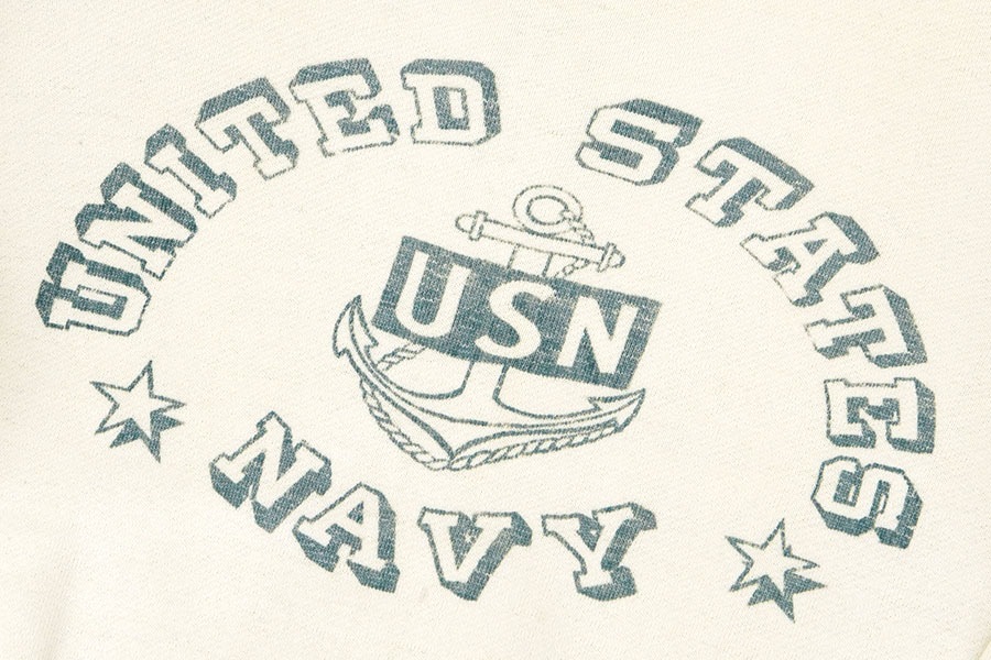 50'S～ SPORTSWEAR ''USN'' WATER PRINT SWEAT SHIRT (SIZE. MEDIUM) 