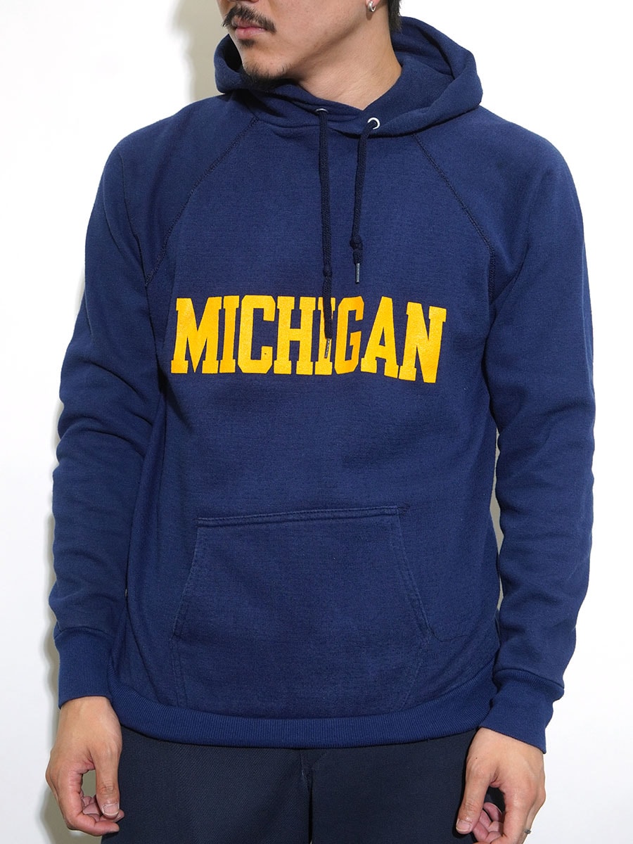 80's WOLF ''MICHIGAN'' スウェットパーカー ネイビー 表記(XL
