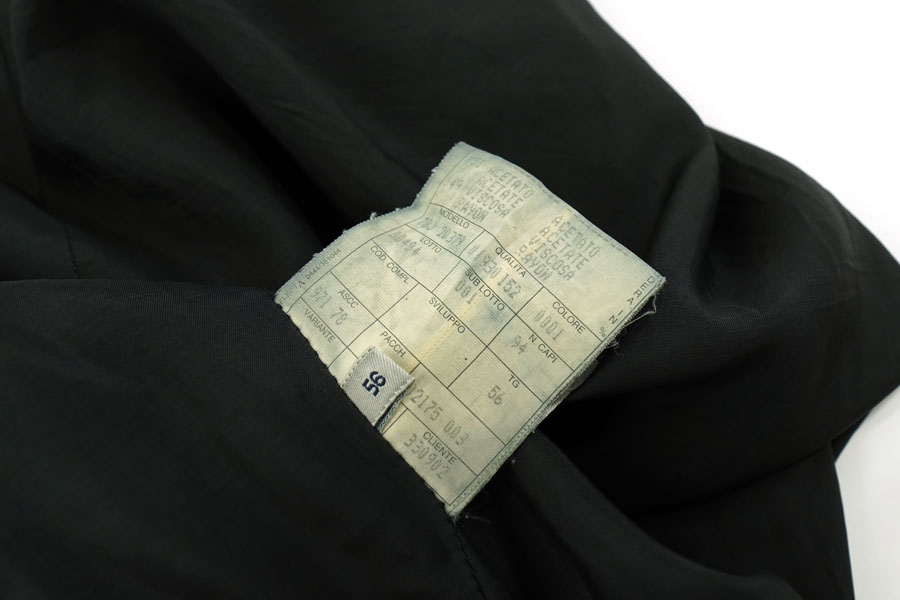 90's GIORGIO ARMANI 黒タグ レザーPコート MADE IN ITALY 表記(56