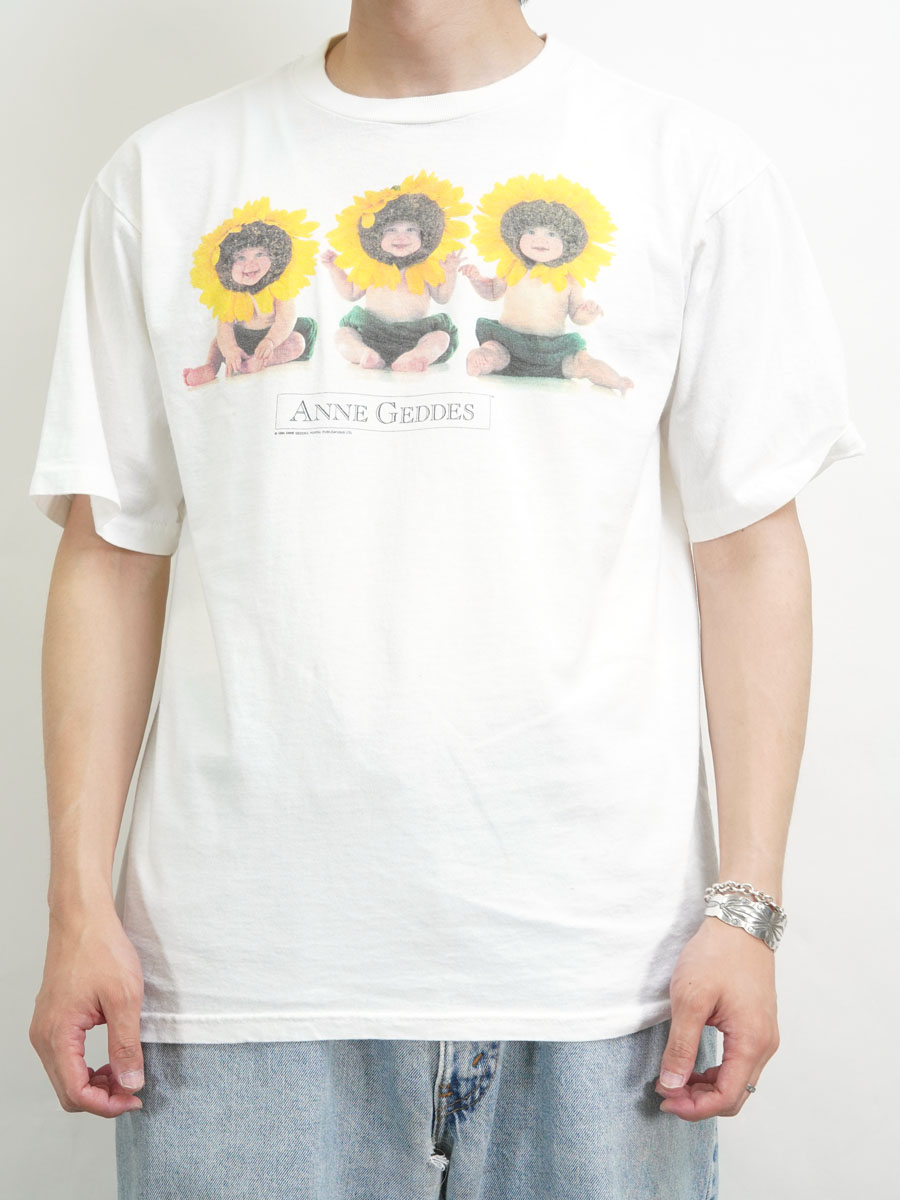 あ*あ様 【入手困難】90s Anne Geddes フォトプリント Tシャツ 90s 90年代 アンデゲス 写真家 フォト アートTシャツ 白