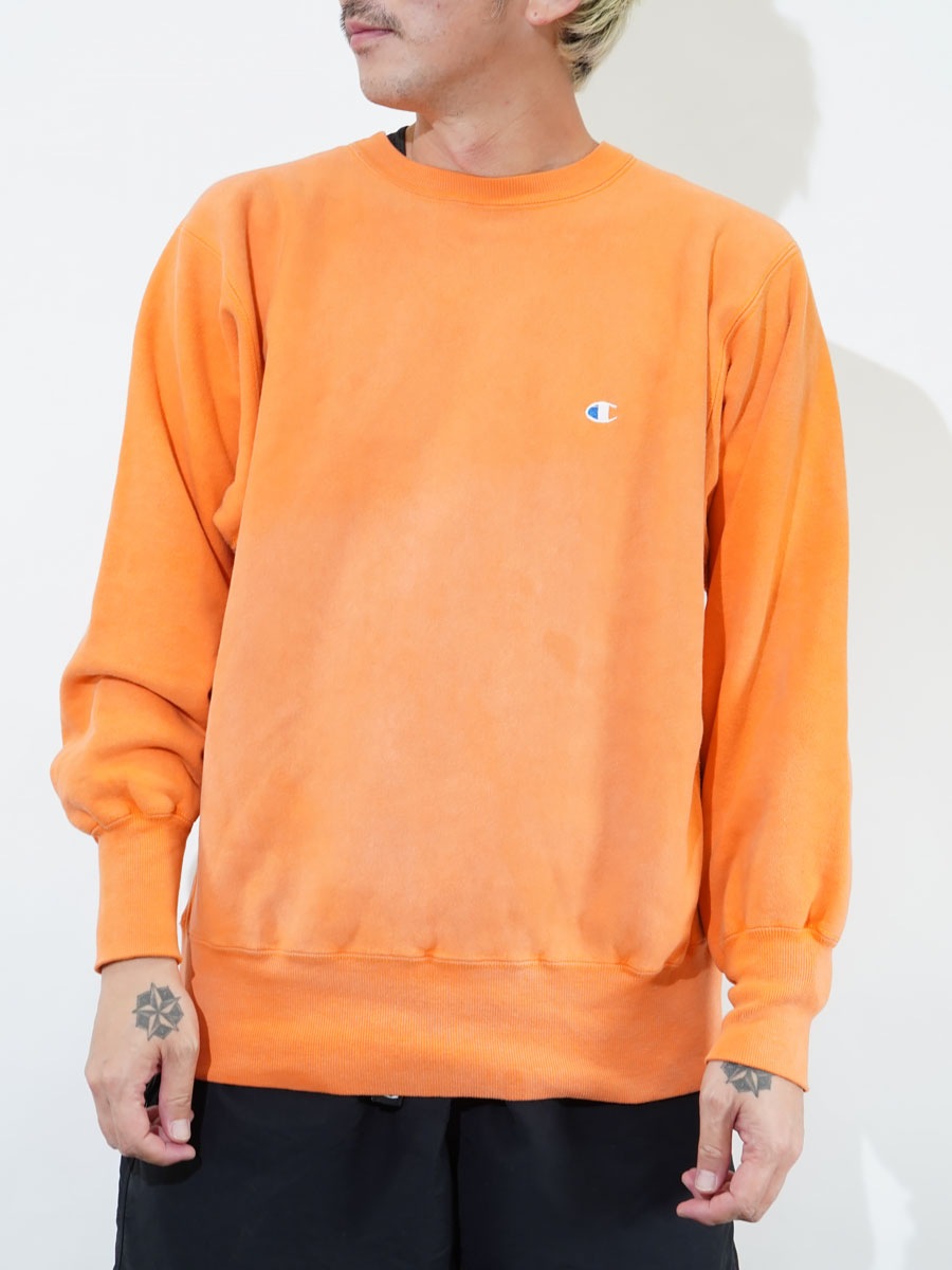 90'S CHAMPION REVERSE WEAVE CRUE PLAIN POP ORANGE (SIZE. LARGE