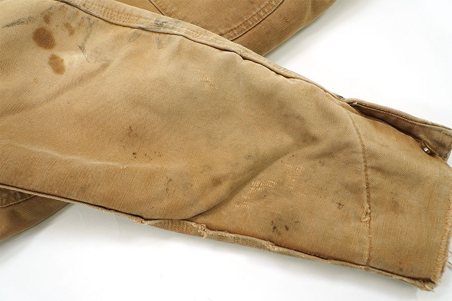 70's プリントタグ カーハート 襟コーズ 裏ブランケットライナー ダックカバーオール 表記(44L)