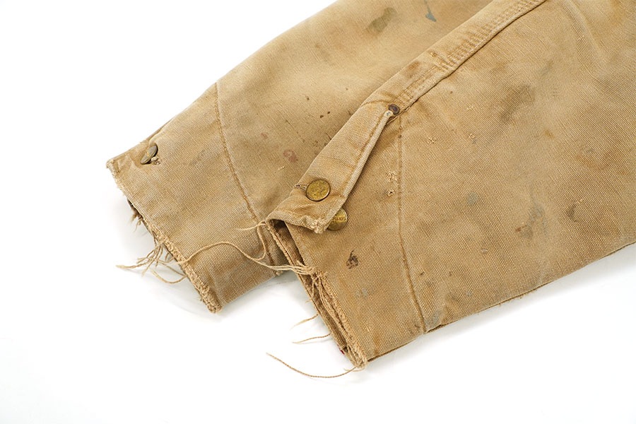 70's プリントタグ カーハート 襟コーズ 裏ブランケットライナー ダックカバーオール 表記(44L)