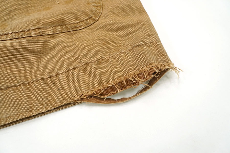 70's プリントタグ カーハート 襟コーズ 裏ブランケットライナー ダックカバーオール 表記(44L)