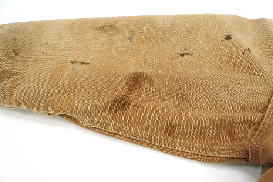 70's プリントタグ カーハート 襟コーズ 裏ブランケットライナー ダックカバーオール 表記(44L)