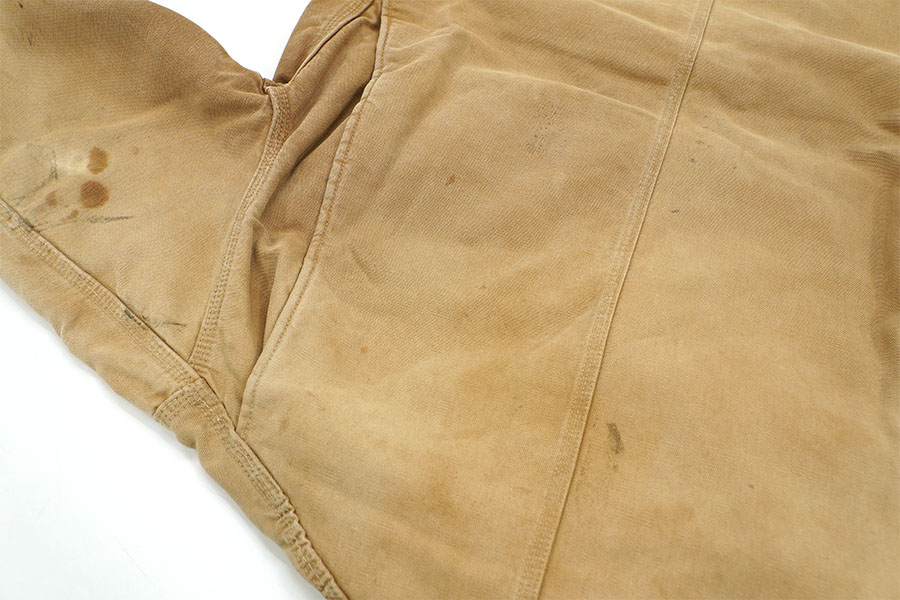 70's プリントタグ カーハート 襟コーズ 裏ブランケットライナー ダックカバーオール 表記(44L)