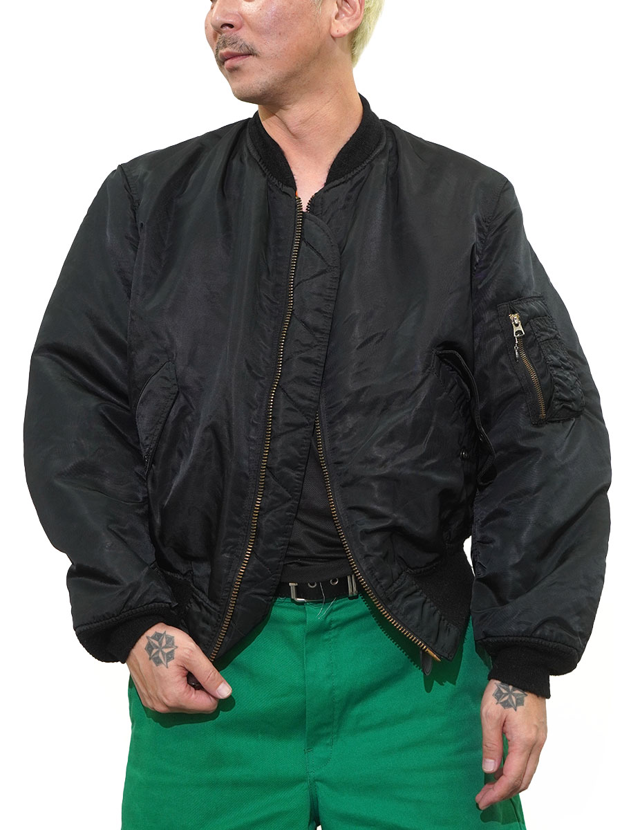 USA製 ALPHA INDUSTRIES MA-1 フライトジャケット ブラック 表記(LARGE