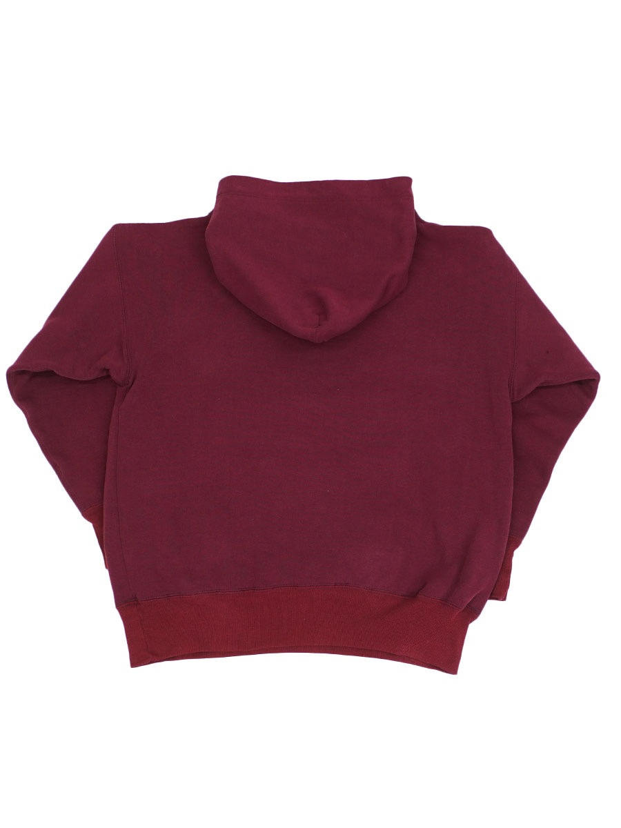 80's～ RUSSELL ''MISSISSIPPI'' 3段プリント Wフェイス スウェットパーカ ワインレッド 表記(L) 