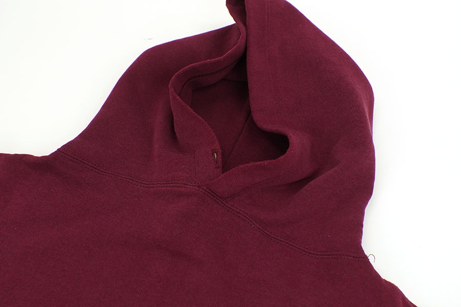 80's～ RUSSELL ''MISSISSIPPI'' 3段プリント Wフェイス スウェットパーカ ワインレッド 表記(L) 