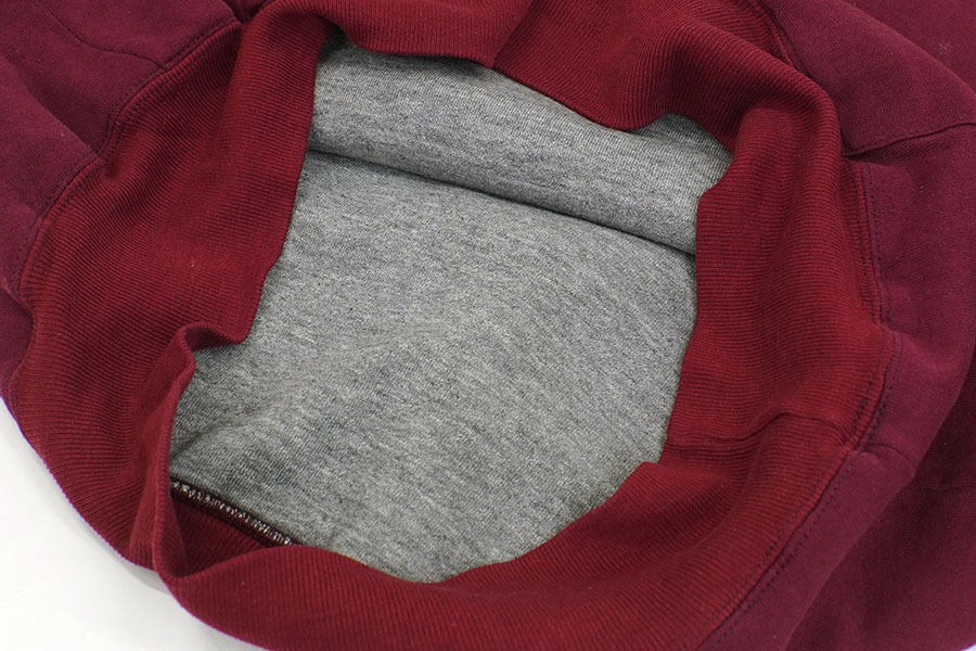 80's～ RUSSELL ''MISSISSIPPI'' 3段プリント Wフェイス スウェットパーカ ワインレッド 表記(L) 