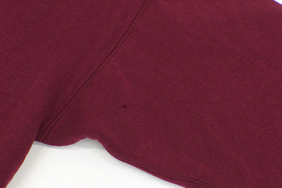 80's～ RUSSELL ''MISSISSIPPI'' 3段プリント Wフェイス スウェットパーカ ワインレッド 表記(L) 