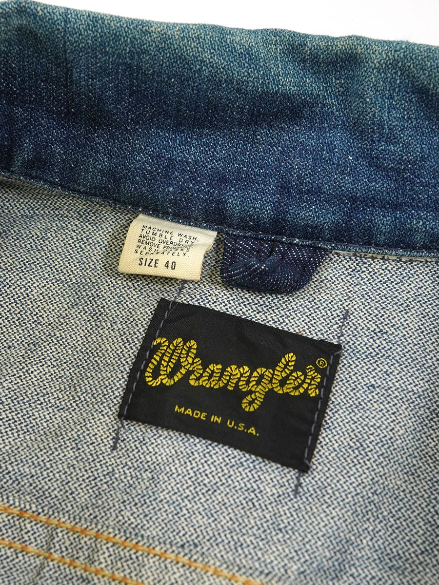 70's Wrangler 3rd型 トラッカーデニムジャケット 表記(40) USA