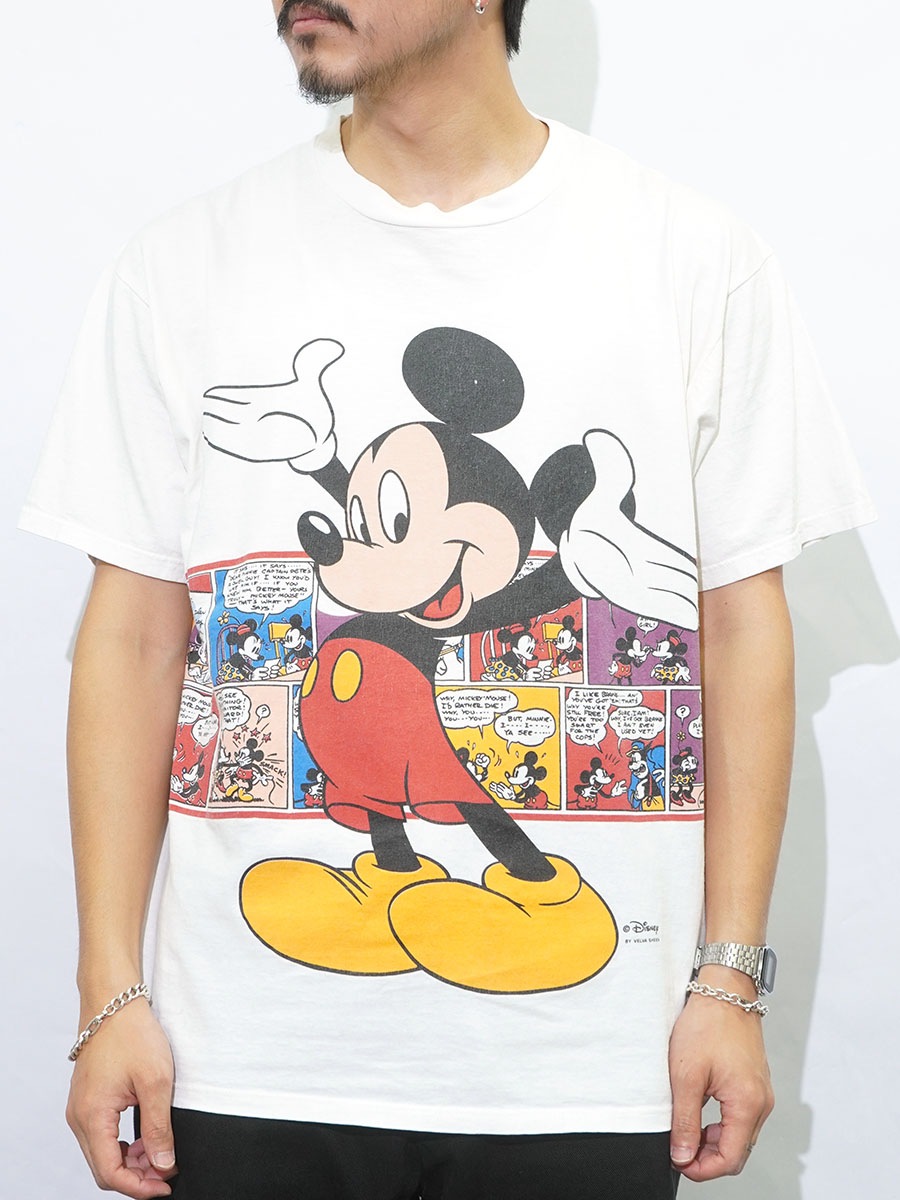 90's Velva Sheen ''ミッキーマウス'' 両面プリント Tシャツ ホワイト