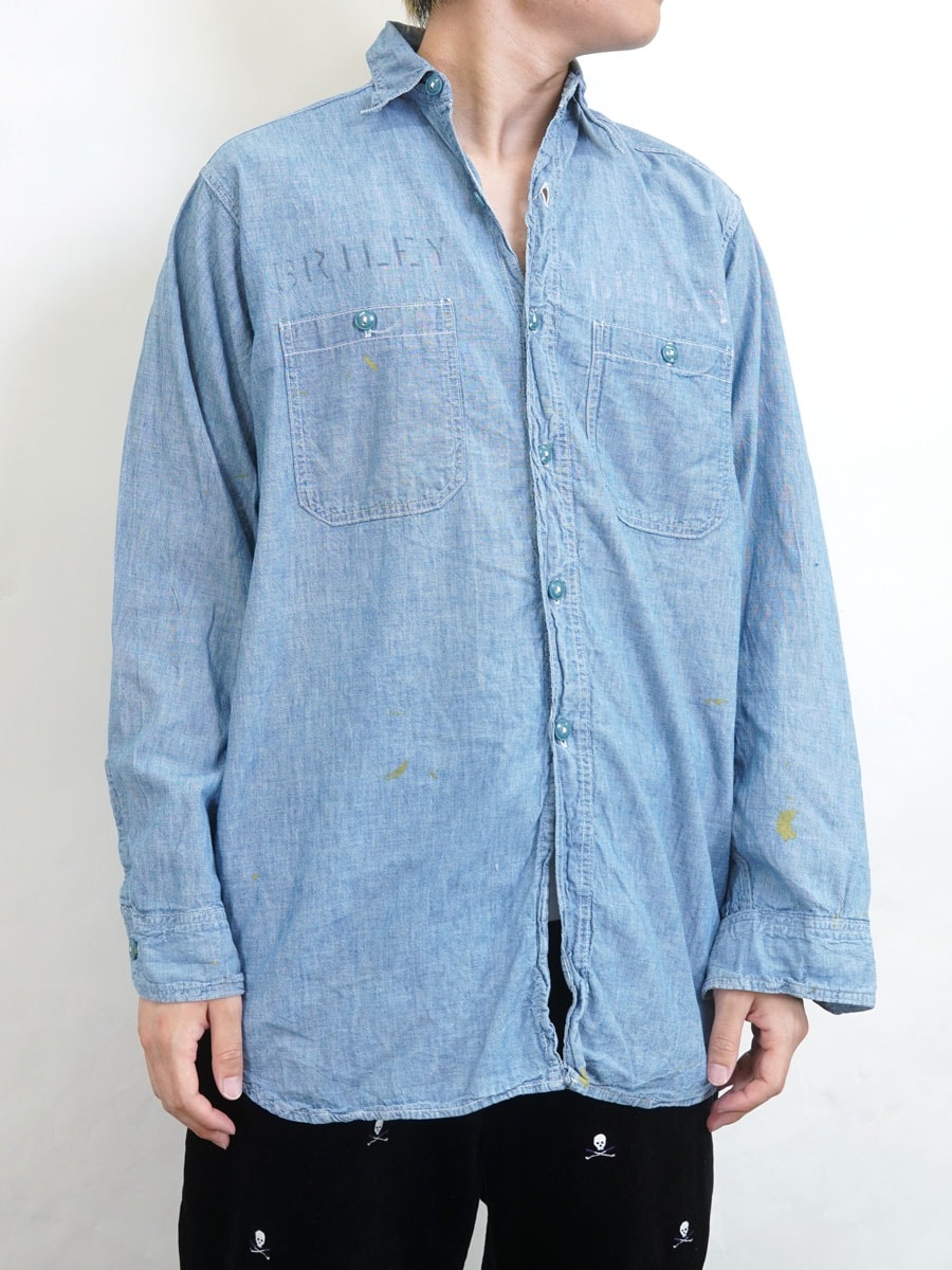 希少 両面 ステンシル 40's WW2 US NAVY シャンブレー シャツ 希少 両面 ステンシル 40´s WW2 US NAVY シャンブレー シャツ