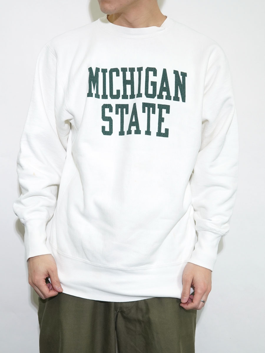 80's プリントタグ チャンピオンRW ''MICHIGAN STATE'' 染み込み 表記