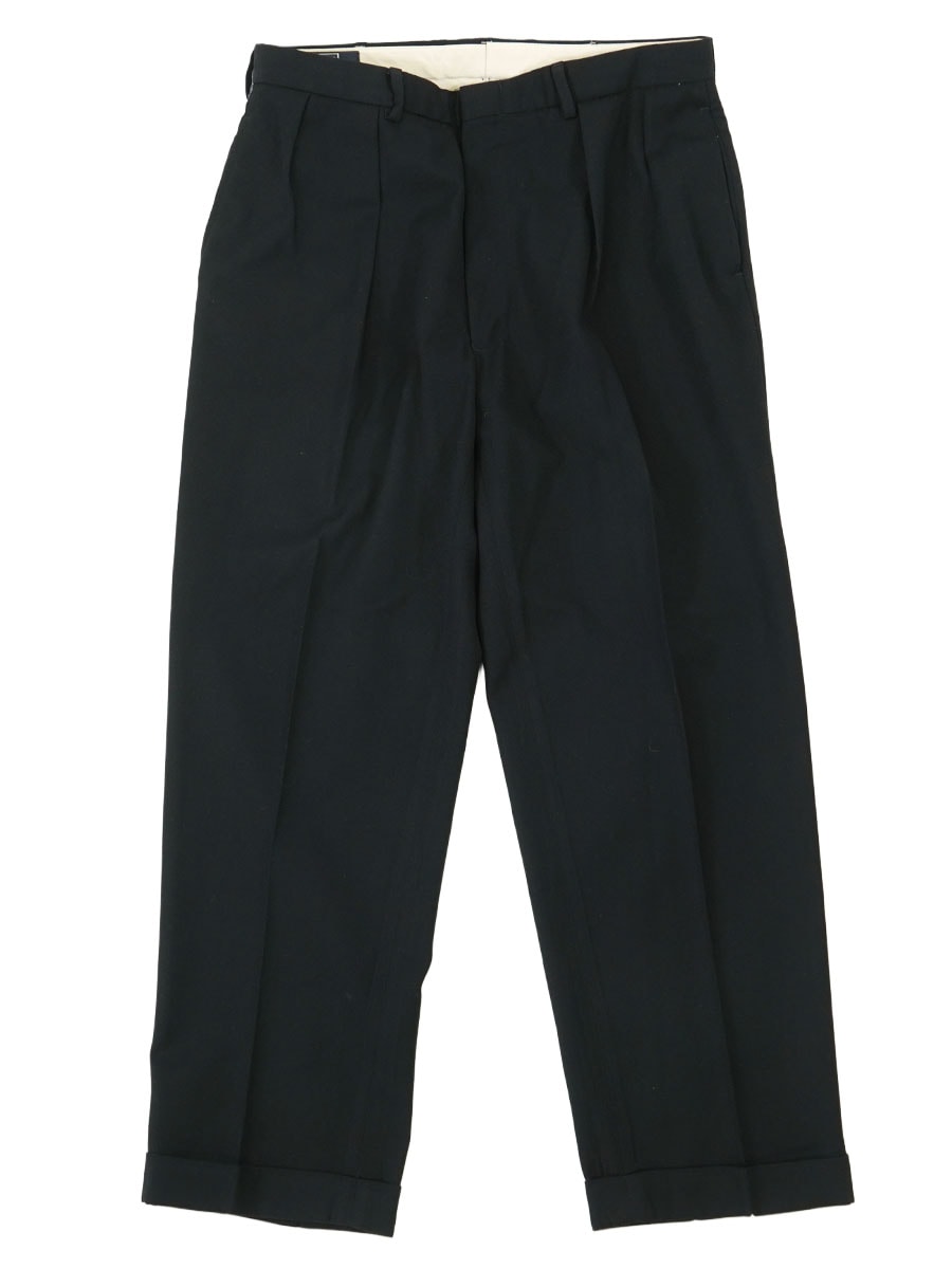 usa old ralph lauren /2タック ワイドパンツ w36 ラルフローレン 2タック コットンスラックスパンツ ブラック 表記(W36