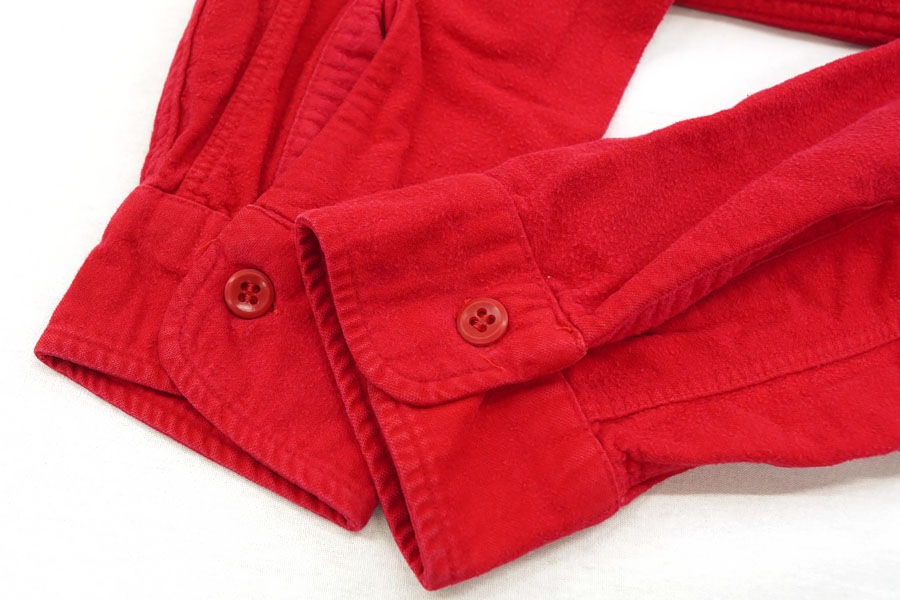 60's PILGRIM 単色レッド マチ付き フランネルシャツ 表記(L) | すべて
