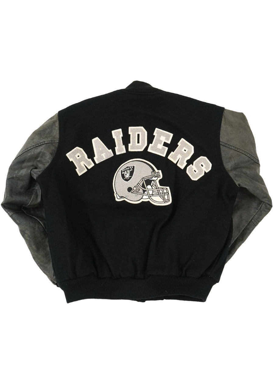 90's Chalk line ''RAIDERS'' バーシティジャケット 黒 表記(XL) USA製