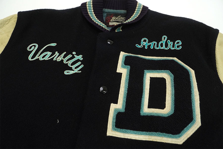 ビンテージ60sバーシティジャケット 60's Whiting ''D'' レザー切り替え バーシティジャケット 表記