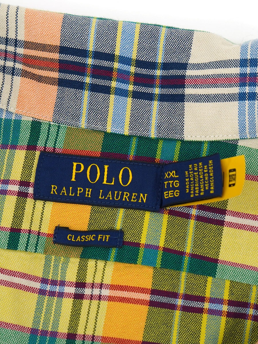 ラルフローレン CLASSIC FIT 100％コットン チェック柄 ループカラー S