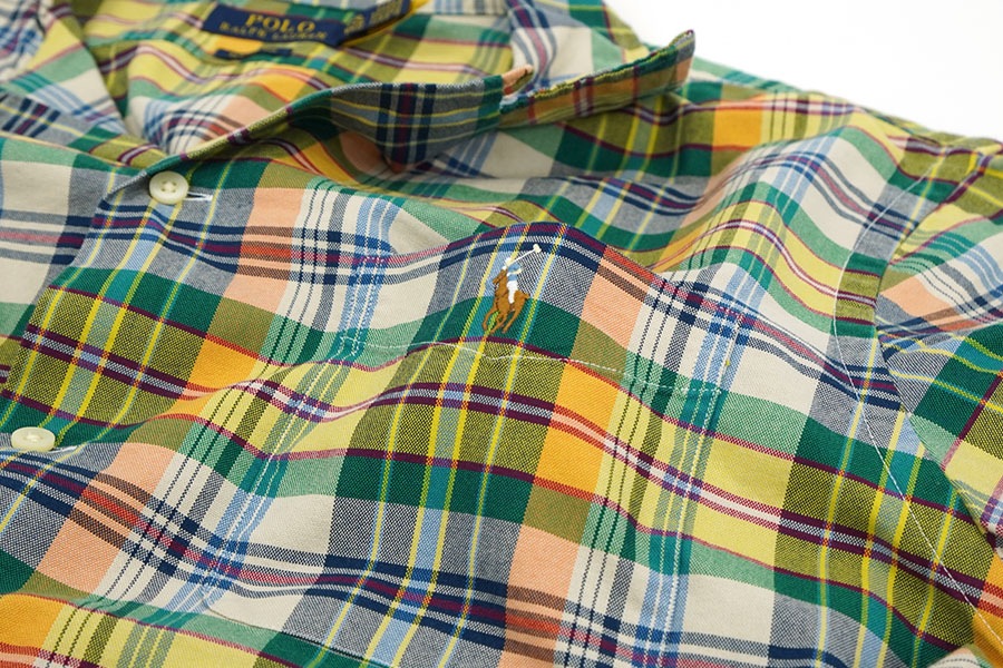 ラルフローレン CLASSIC FIT 100％コットン チェック柄 ループカラー S