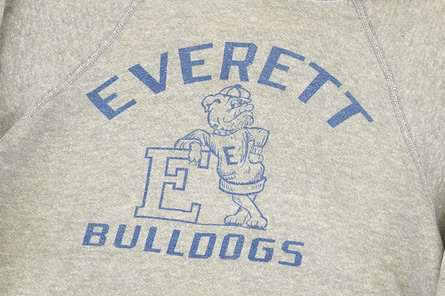 60'S SPORTSWEAR ''EVERETT BULLDOGS'' WATER PRINT HOODED SWEAT SHIRT  (APPROX.MEDIUM)