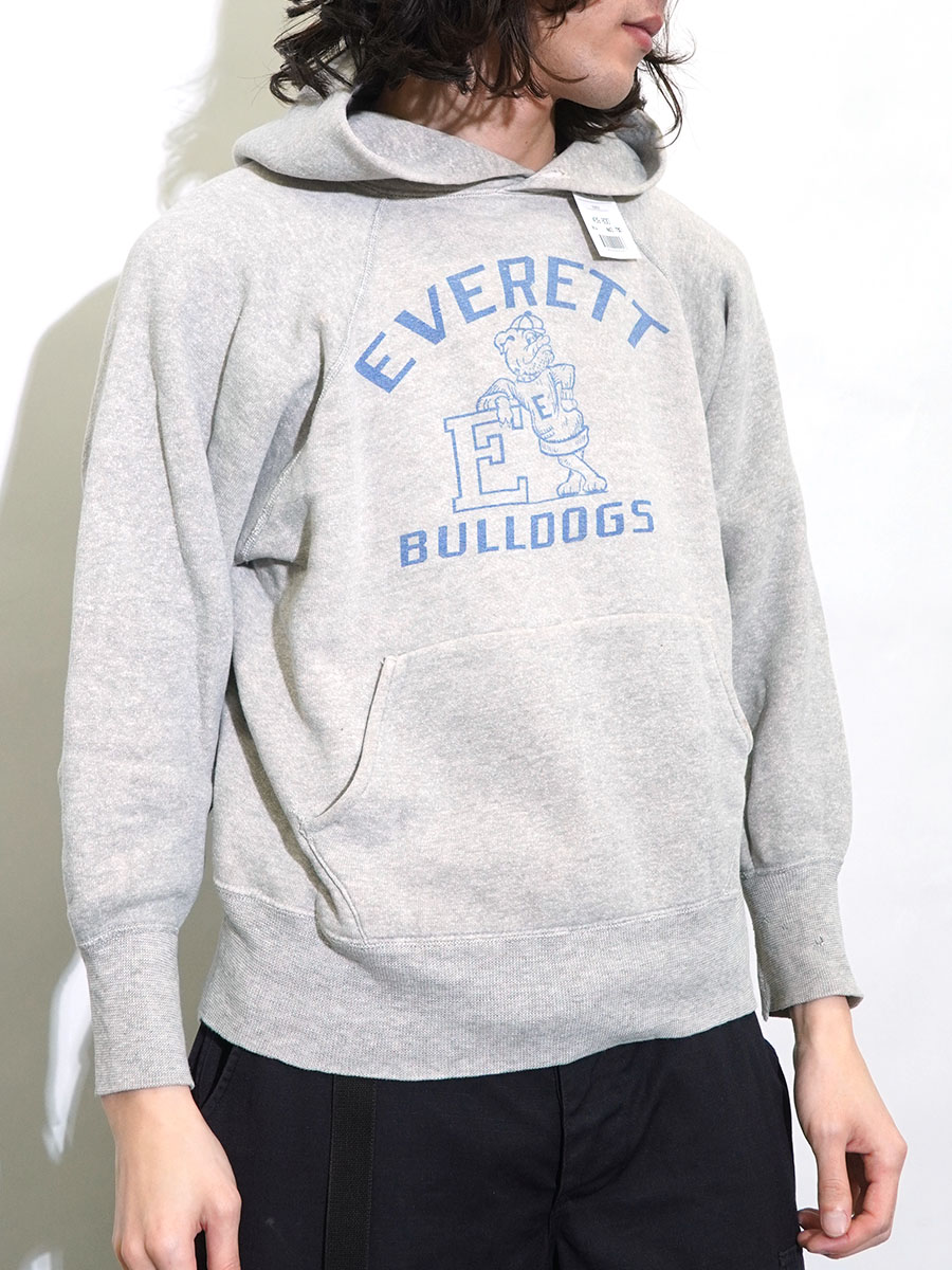 60'S SPORTSWEAR ''EVERETT BULLDOGS'' WATER PRINT HOODED SWEAT SHIRT  (APPROX.MEDIUM)