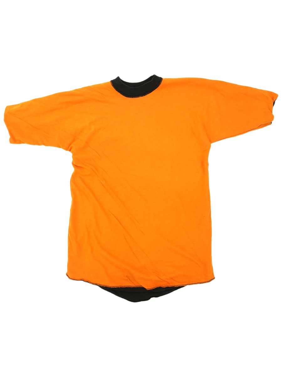 80's RUSSELL ATHLETIC 無地 リバーシブルTシャツ 黒x橙 表記(L