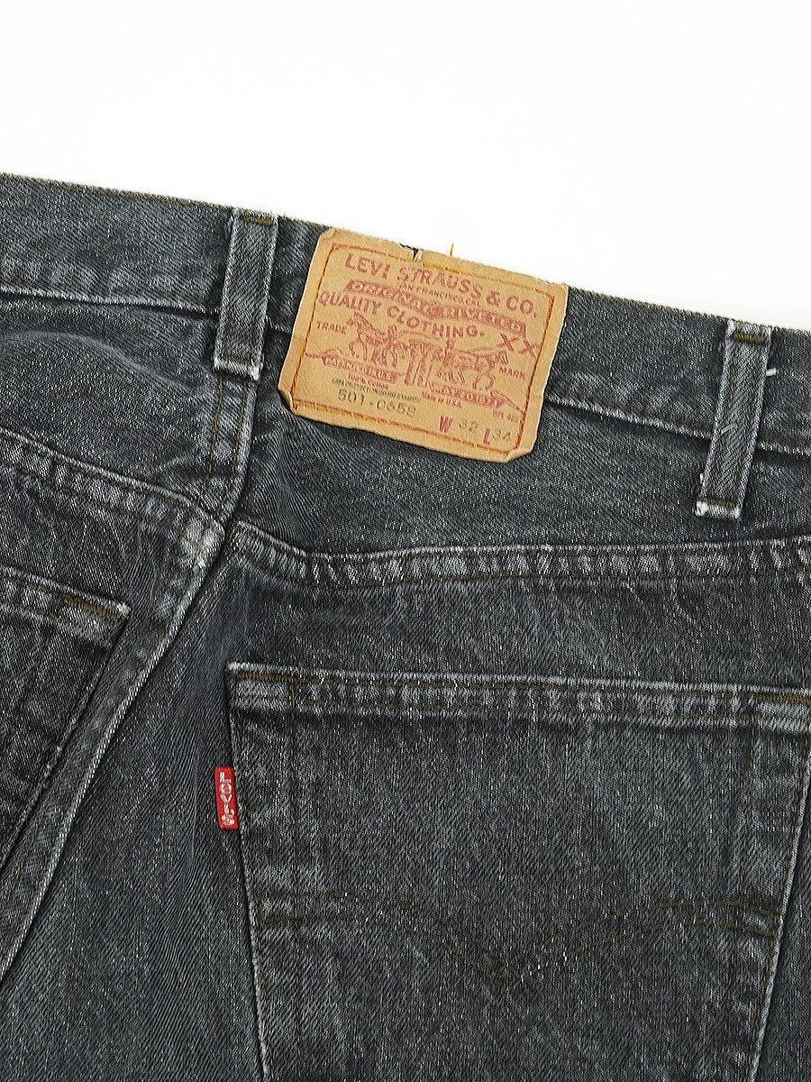 80's Levi's 501 内股シングル 先染めブラック デニムパンツ 表記